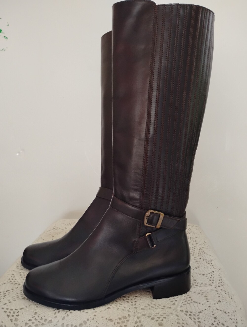 Vaneli Genuine Leather Equestrian Style Riding Boots Brown Classic Size 7.5